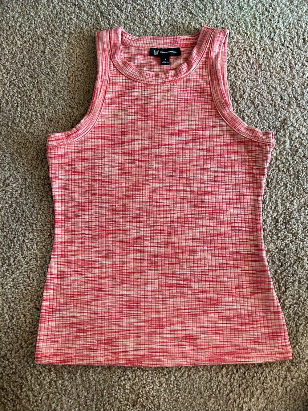 INC International Concepts Pink Ribbed Sleeveless Tank Top Size Small